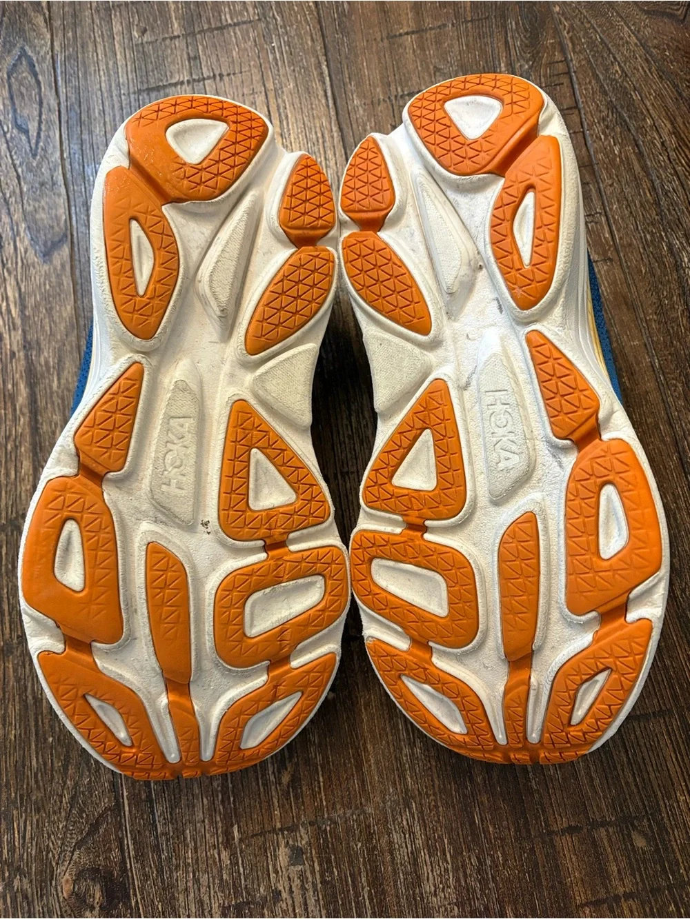 Hoka Bondi 8 Running Shoes Women 10.5 Wide Blue Orange Wide Width Sneakers